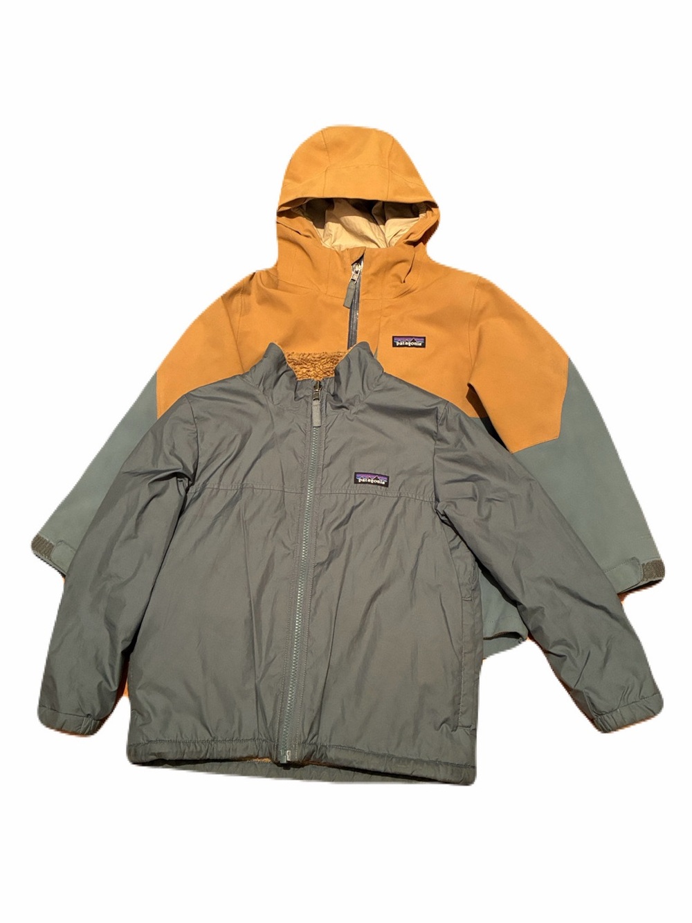 Patagonia Kid’s 4 in 1 Winter Jacket in Green/Tan, Boys size XS / 5-6